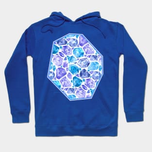 Butterflies Suspended in Geometric Gems - Sapphire and Amethyst Hoodie